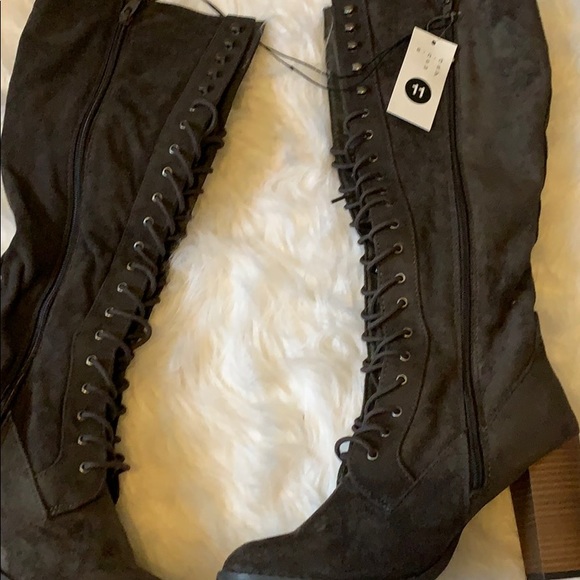 Womens Lace-Up Heeled Tall Boots A New Day - Picture 2 of 7